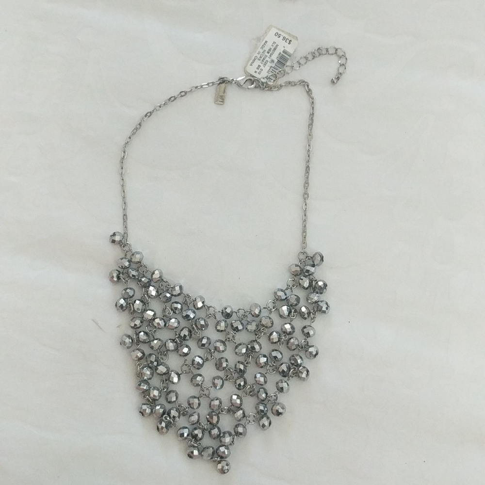 Silver beaded drop-down adjustable choker i n c